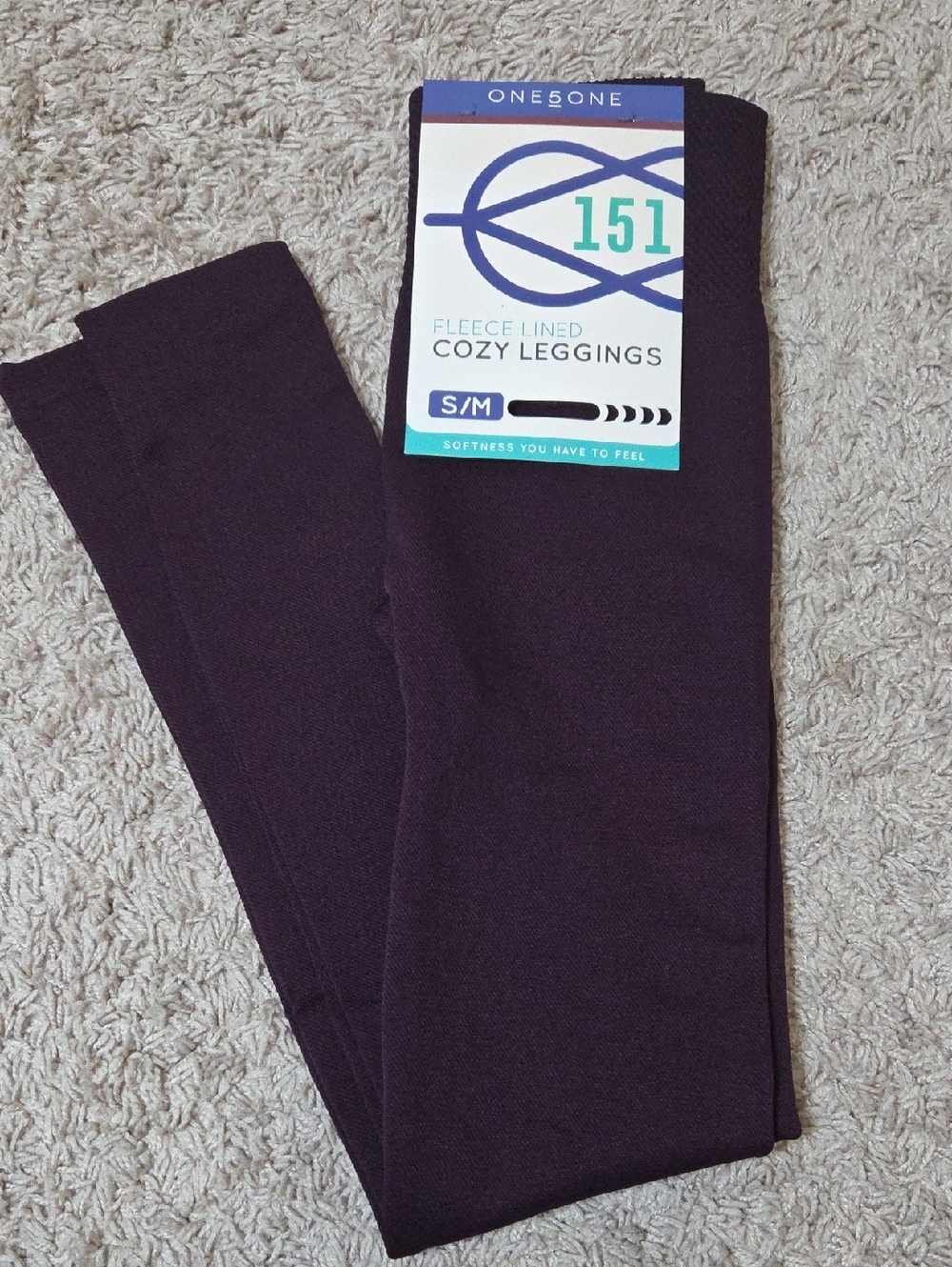 NWT One 5 One Cozy Fleece-Lined Leggings in Deep Plum, Sz S-M (Fits 4-8)